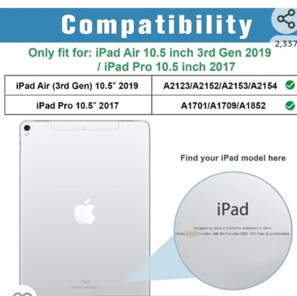 IPad Tablet Black Case NEW NWT Slim‎ with Stand. 10.5 inch. - Picture 5 of 9